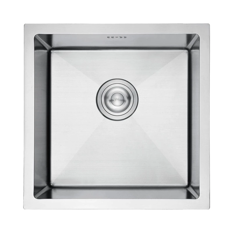 Ibergrif M84040 Stainless Steel Kitchen Sink, 40 x 40cm, Undermount and Topmount Single Bowl Kitchen Sink with Drainer Fittings, Silver