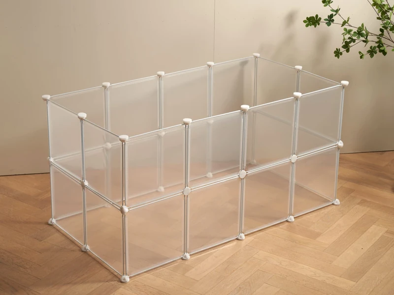 LURIVA Clear Small Animal Playpen, Guinea Pig Cages, Puppy Dog Playpen, Pet Playpen, Rabbit Bunny Indoor Outdoor Fence Pen Enclosure, White Clear Plastic Playpen,12 X 12 Inch, 24 Panels