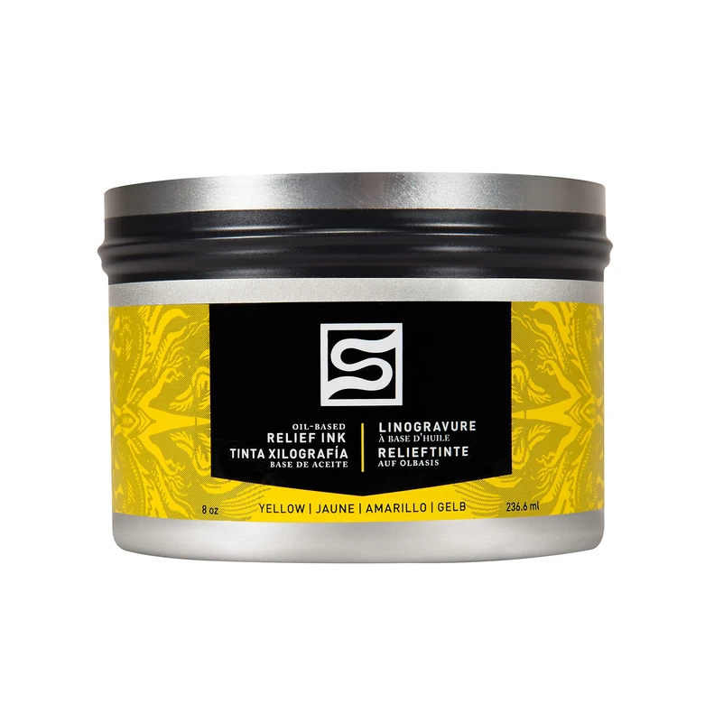 Speedball 8oz Oil Relief Block Printing Ink Yellow, Paint Tools Accessories for Printing Kit, Relief Printing, Block Printing