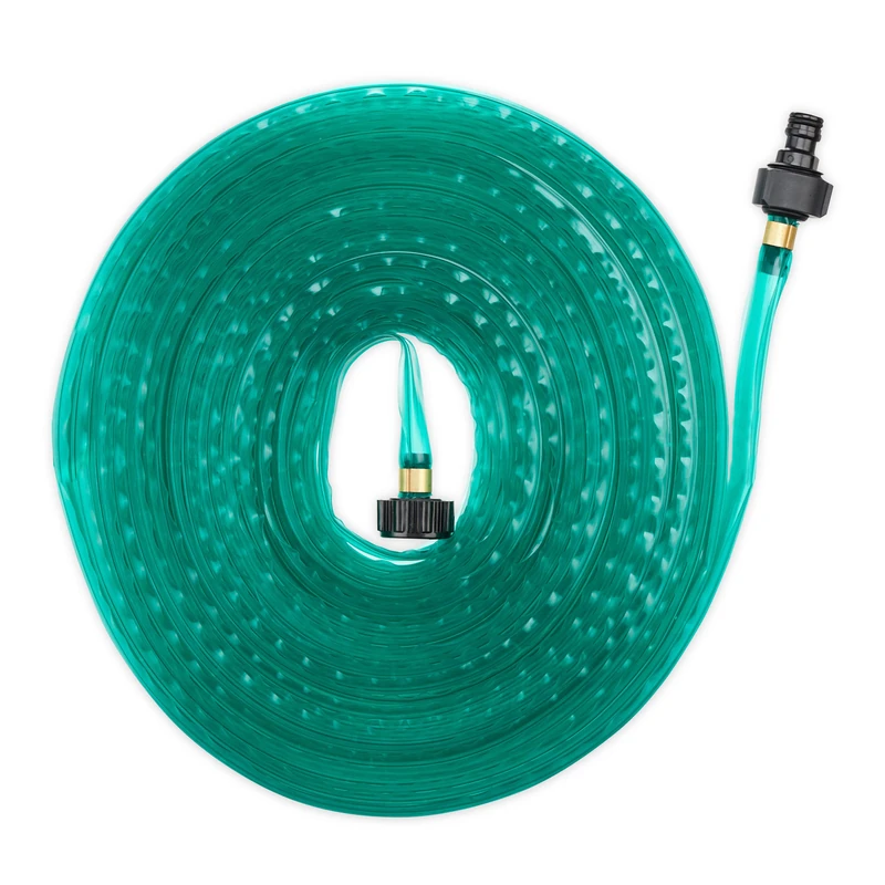 Relaxdays Irrigation Hose, 20 m Long, Uniform Garden Watering, Flat, Connector, Hosepipe for Lawns & Flowerbeds, Green