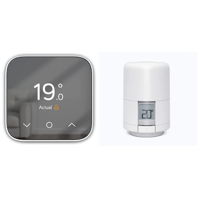 Hive Mini Thermostats for Heating - Energy Saving Thermostat & UK7004240 Smart Heating Thermostatic Radiator Valve (TRV) with Smartphone Compatibility, White