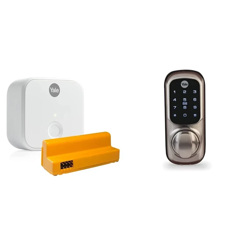 Yale Connect Wi-Fi Bridge + Yale Access Module & Keyless Connected Ready Smart Door Lock, Smart Living YD-01-CON-NOMOD-SN, Touch Keypad, Pin Code Access Lock, Thumbturn Operation