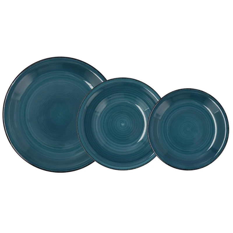 Quid Sapphire Vita Ceramic Dinnerware Set 18 Pieces 6 People Blue