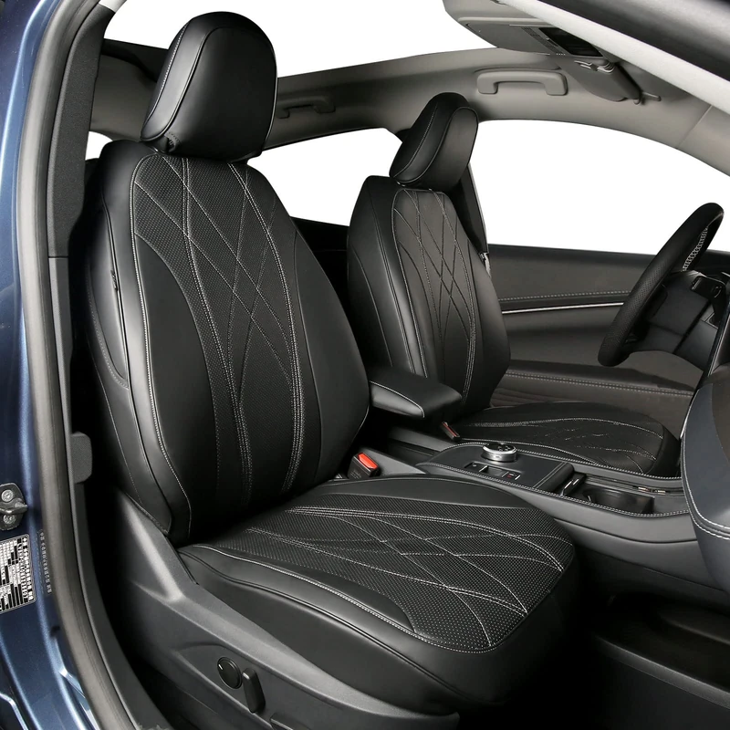 CZCGYDY Seat Covers for Ford Mustang Mach E 2021 2022 2023, Leather Car Seat Cover Full Set Custom Fit for Mach-E,Full Surround,Airbag Compatible,Breathable(5 Seats, Black)