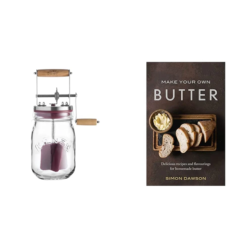 Kilner 1 Litre Easy to Use Glass Butter Churner & Make Your Own Butter: Delicious Recipes and flavourings for Homemade Butter