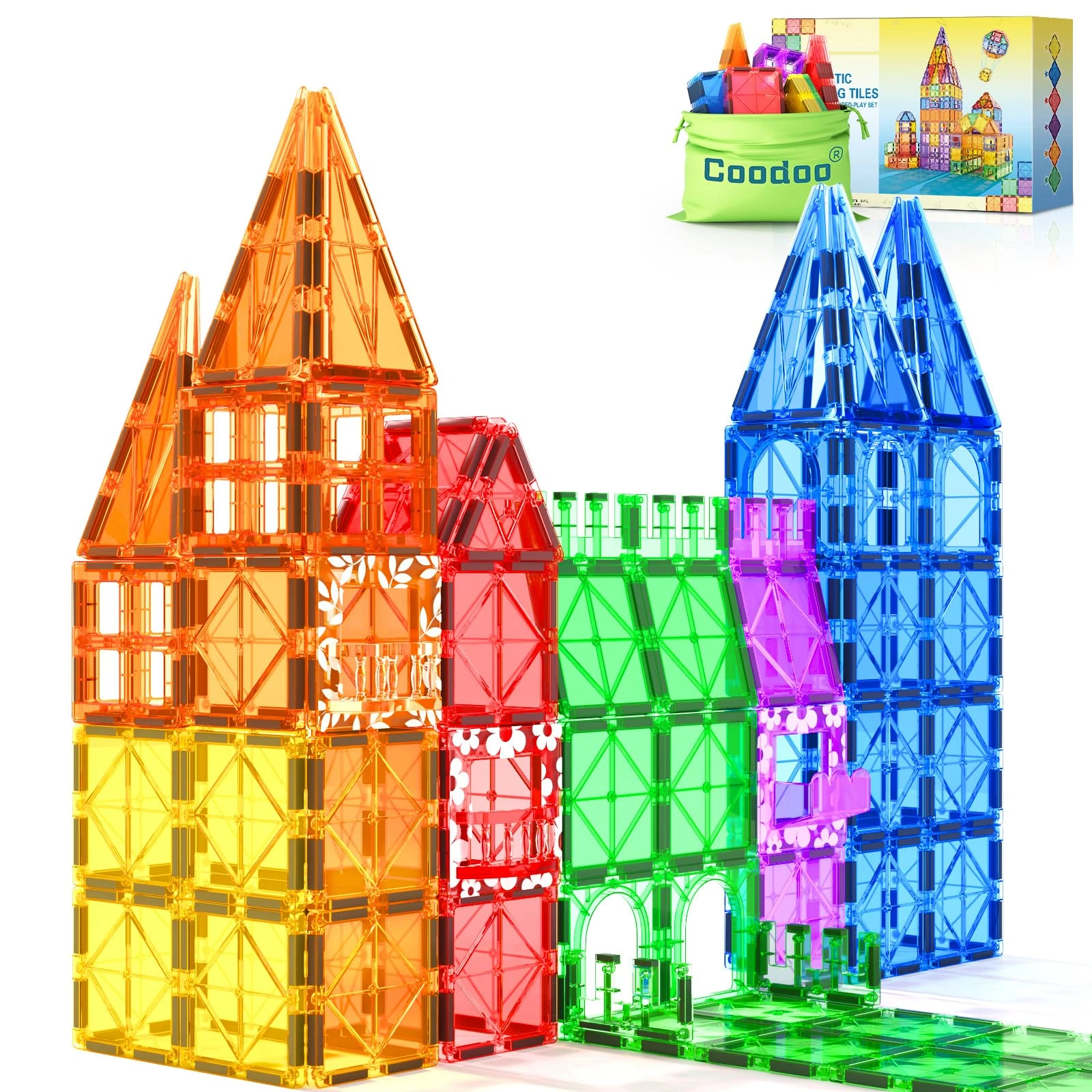 60 PCS Magnetic Building Tiles STEM Magnetic Blocks Sensory Toys Kids Games Magnet Building Toys for Boys and Girls Aged 3+, Kids Brain Development Preschool Kindergarten Toddler Toys