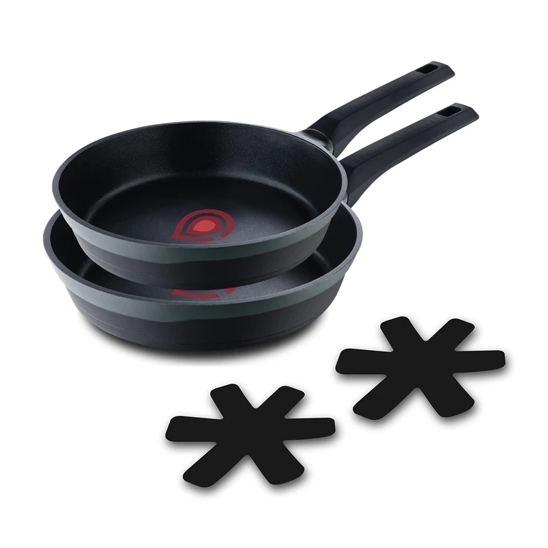 MasterPRO Gastro Reeco Set of 2 Frying Pans 24 and 28 cm Diameter | Temperature Indicator | Recycled Cast Aluminium | Non-Stick Coating