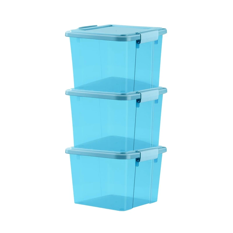 GONICVIN Plastic Storage Boxes with Lids, 3 Packs 25L Stackable Storage Container with Handles for Home and Office