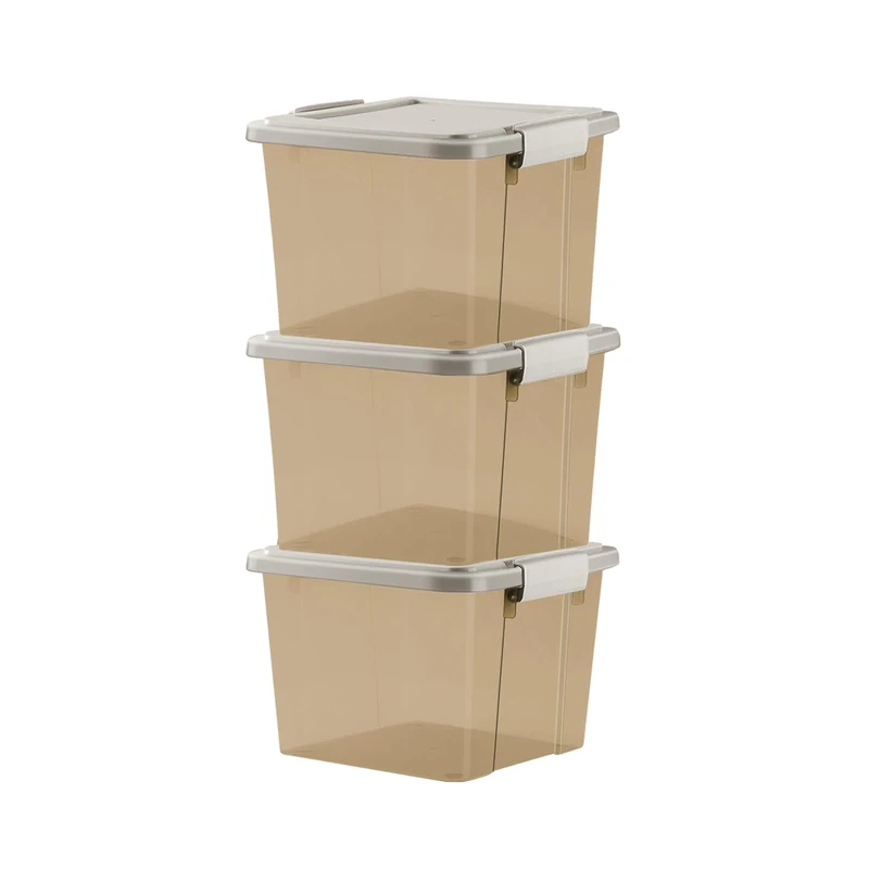 GONICVIN Plastic Storage Boxes with Lids, 3 Packs 25L Stackable Storage Container with Handles for Home and Office
