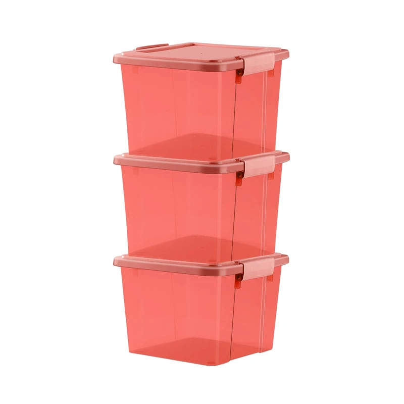 GONICVIN Plastic Storage Boxes with Lids, 3 Packs 25L Stackable Storage Container with Handles for Home and Office