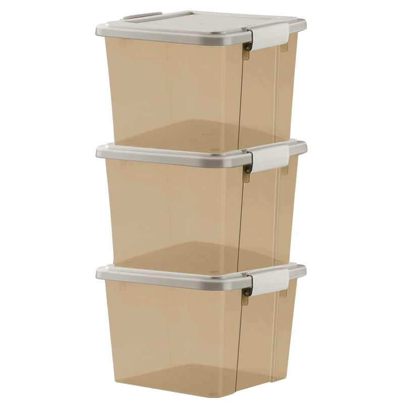 GONICVIN Plastic Storage Boxes with Lids, 3 Packs 60L Stackable Storage Container with Handles for Home and Office
