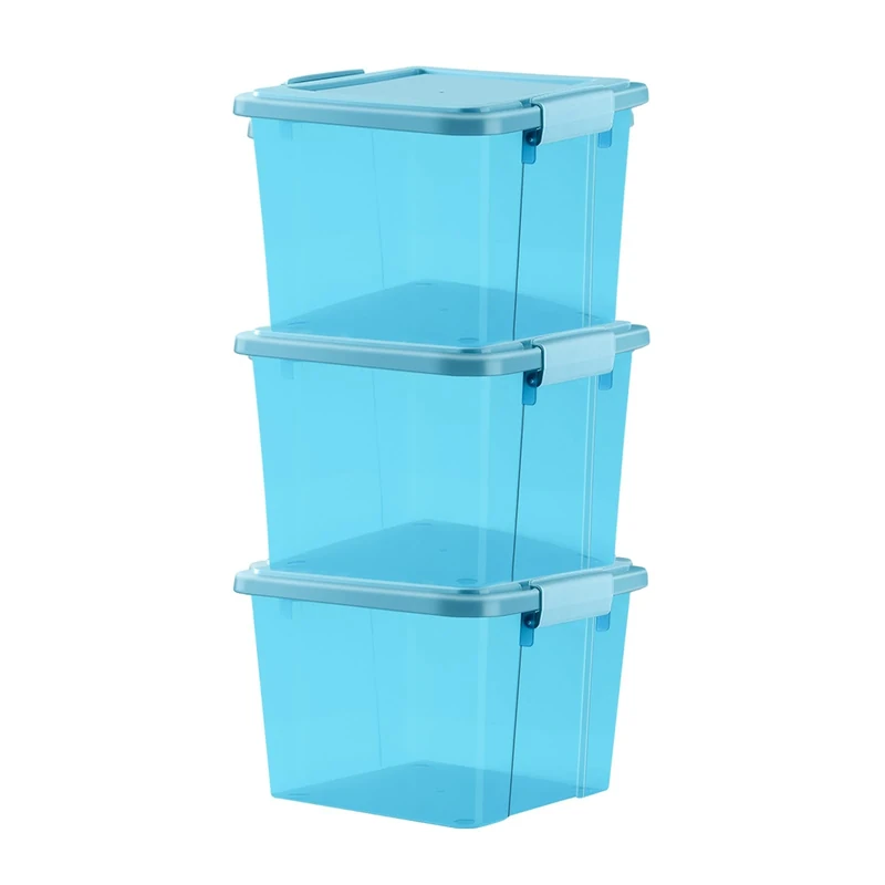 GONICVIN Plastic Storage Boxes with Lids, 3 Packs 40L Stackable Storage Container with Handles for Home and Office