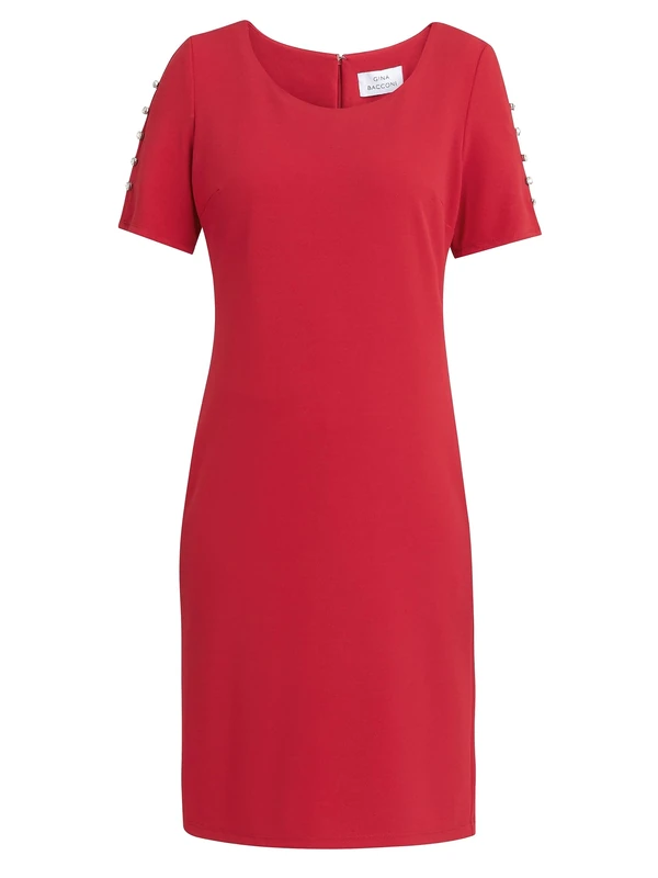 Gina Bacconi Dress with Embellished Sleeves, Red, 18