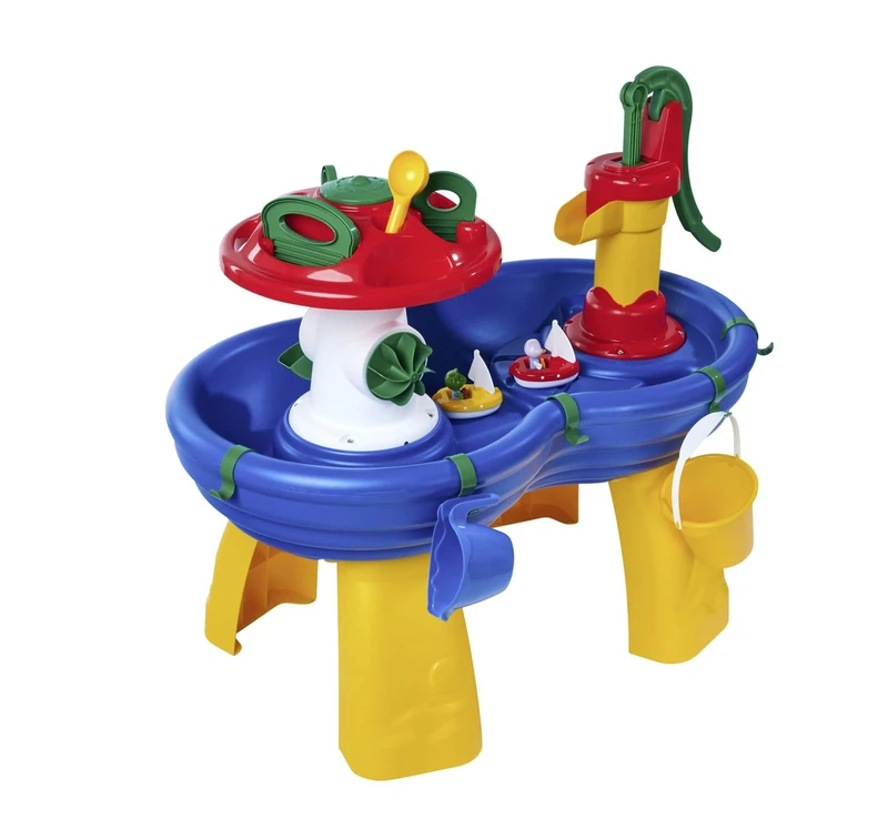 AquaPlay Water Table - Large Outdoor Water Feature (100 x 58 x 90 cm) for Children from 3 Years, Water Toy with Hand Pump, Hose Connection, Spray Function and Accessories