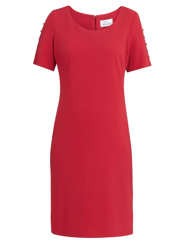 Gina Bacconi Dress with Embellished Sleeves, Red, 22