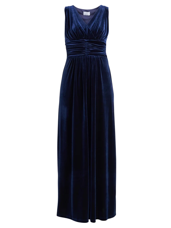 Gina Bacconi Sleeveless Velvet Maxi Dress, Navy, 8 - Image 1