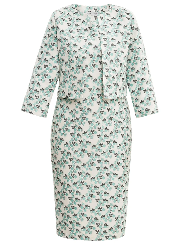 Gina Bacconi Jacquard Sheath Dress and Bolero, Mint, 16