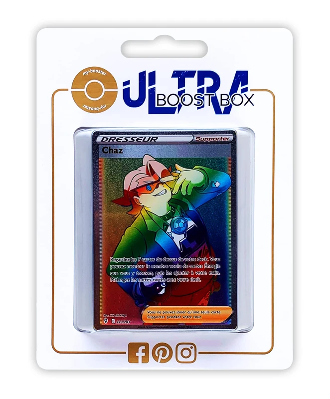 Chaz (Gordie) 223/192 Shiny Rainbow trainer - Ultraboost X Epée et Bouclier 7 Évolution Céleste - Box of 10 Pokemon French cards - Image 1