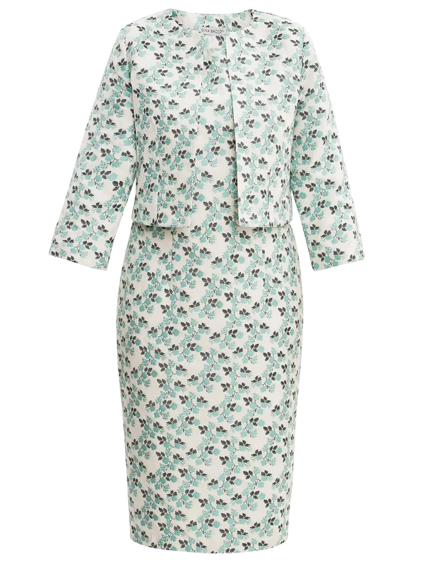 Gina Bacconi Jacquard Sheath Dress and Bolero, Mint, 12
