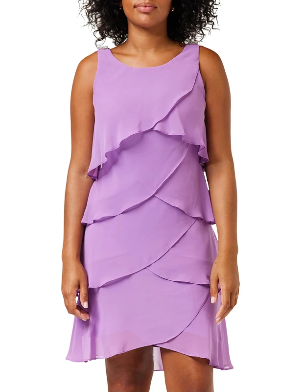 Gina Bacconi Jewel-Shoulder Tiered Cocktail Dress, Amethyst, 16
