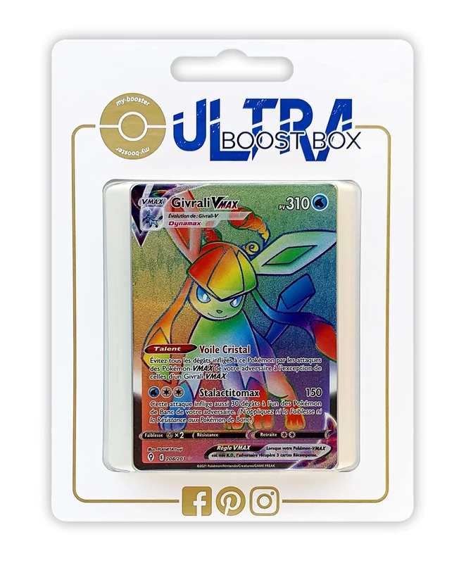 Givrali VMAX (Glaceon VMAX) 208/192 Shiny Rainbow - Ultraboost X Epée et Bouclier 7 Évolution Céleste - Box of 10 Pokemon French cards