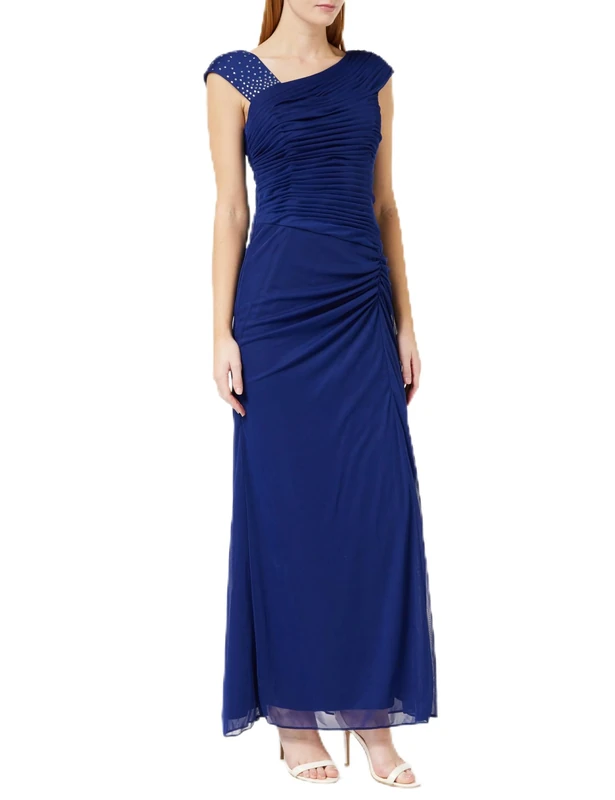 Gina Bacconi Metallic Knit Column Maxi Dress, Electric Blue, 10