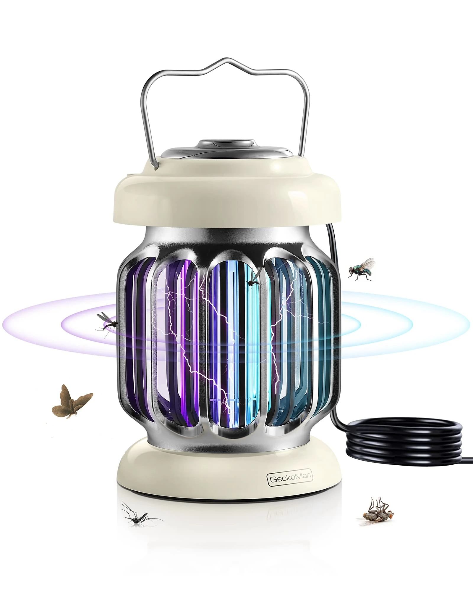GeckoMan Hybrid Spectrum, Waterproof Switch, 15W Fly Zapper Electric Fly Catcher Bug Zapper Mosquito Killer Flies Killer Trap for Home Indoor UK Plug