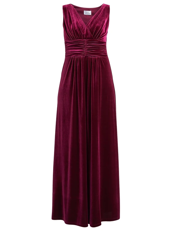 Gina Bacconi Sleeveless Velvet Maxi Dress, Wine, 14