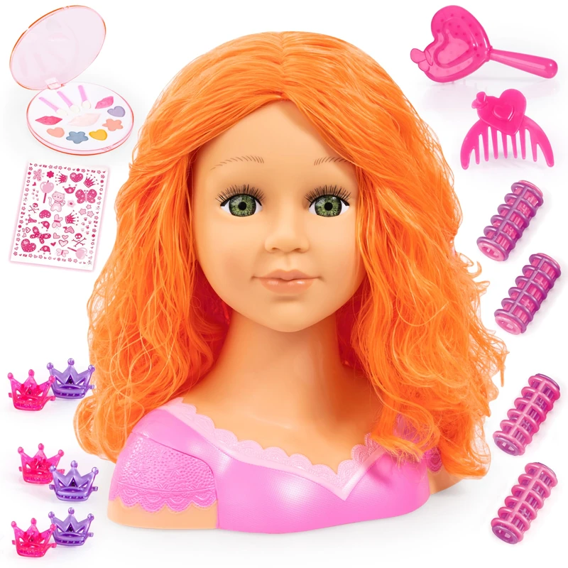 Bayer Design 90088BO Hairdressing Head Charlene Super Model with accessories, 27 cm, red hair