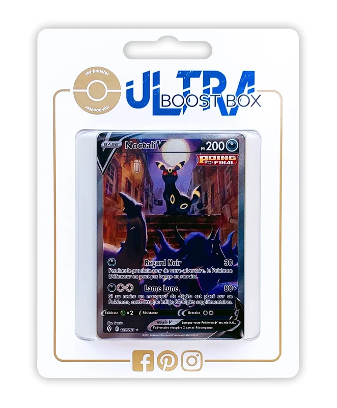 Noctali V (Umbreon V) 189/192 Single Strike Alternative Full Art - Ultraboost X Epée et Bouclier 7 Évolution Céleste - Box of 10 Pokemon French cards