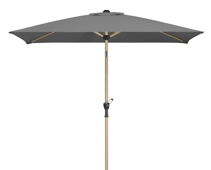Schneider Cordoba Parasol, Powder-Coated Steel Frame with Wood Look, Canopy 100% Polyester, 4.12 kg, charcoal, 230 x 150 cm, Anthracite