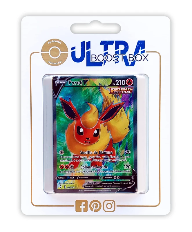 Pyroli V (Flareon V) 169/192 Single Strike Full Art - Ultraboost X Epée et Bouclier 7 Évolution Céleste - Box of 10 Pokemon French cards