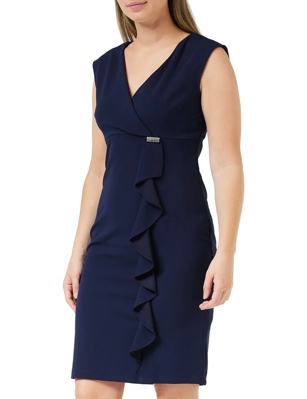 Gina Bacconi Sleeveless Dress with Embellishment, Navy, 22