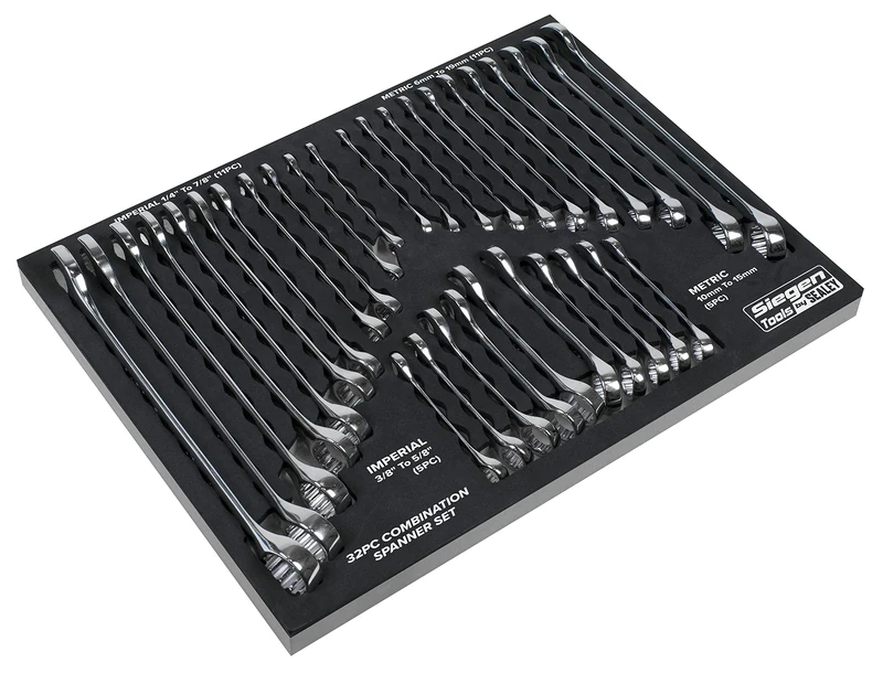 Sealey Siegen 32pc Combination Spanner Set - Metric/Imperial - S01239