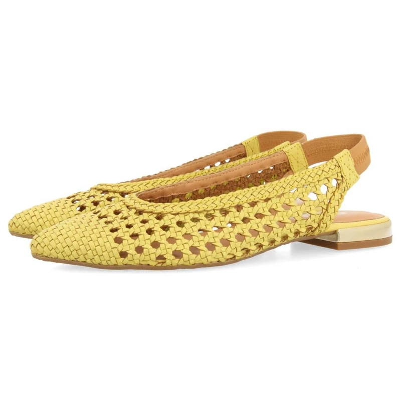 GIOSEPPO Leather Braided Ballerinas in Sky Blue for Women ARGIRITA, Lime, 3 UK
