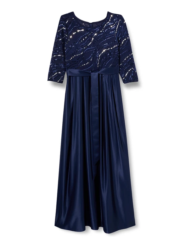 Gina Bacconi Satin Ballgown Maxi Dress, Navy, 12