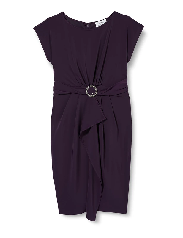 Gina Bacconi Crepe Dress with Satin Lining, Purple, 10