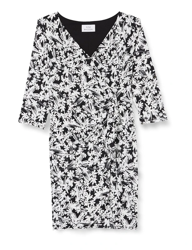 Gina Bacconi Jersey Dress, Black/White, 16
