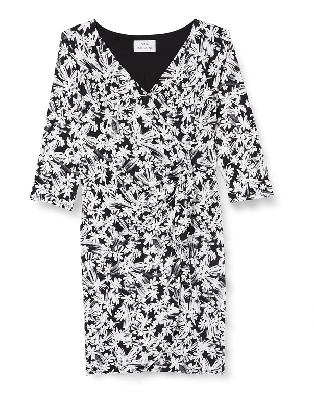 Gina Bacconi Jersey Dress, Black/White, 18