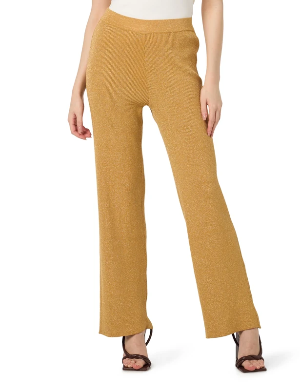 Desires Women's Faye High Waisted Wide Pant, 9940Met Gold Metallic, S