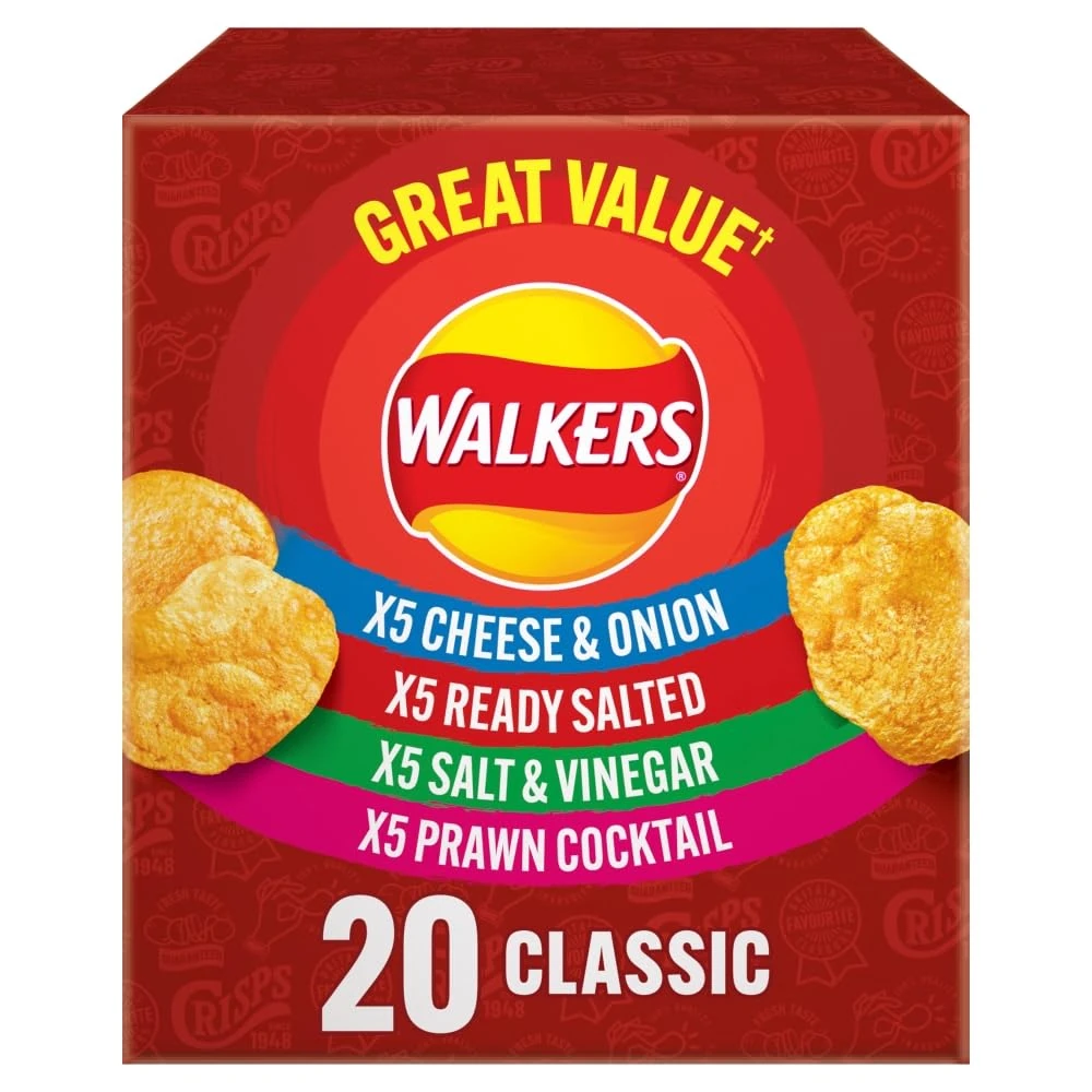 Walkers Classic Variety Multipack Crisps Box 20x25 g