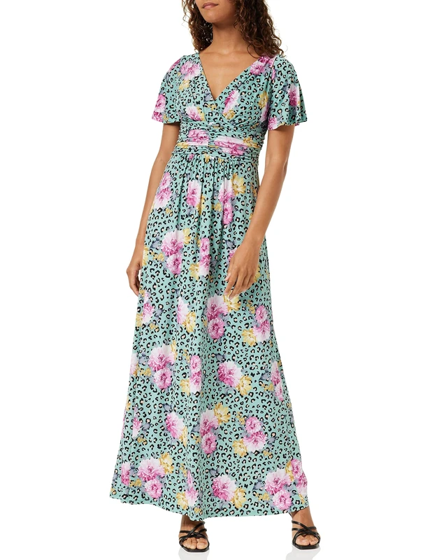 Gina Bacconi Jersey Maxi Dress, Eau, 12