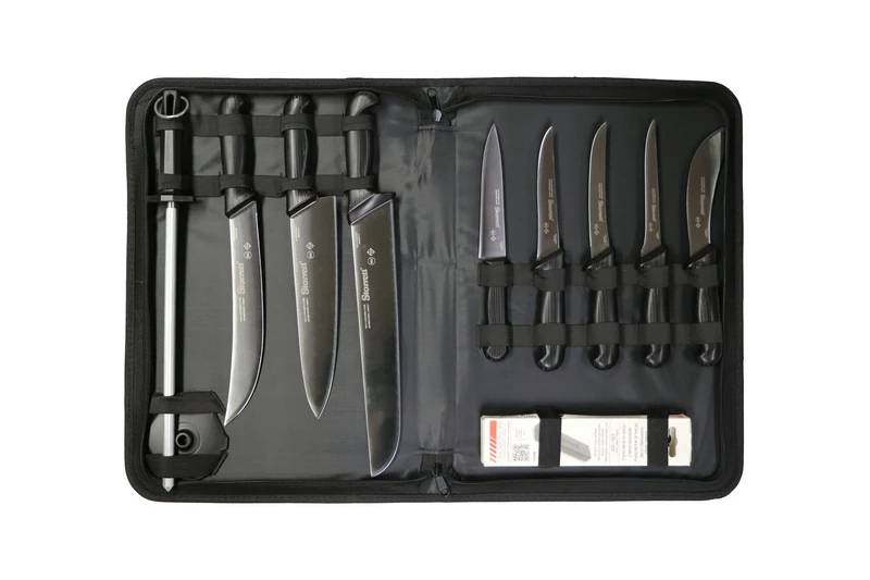 Starrett Professional Knife Set - 11 Pieces Stainless Steel Kitchen Chef Knifes - Black Handle, 45 cm