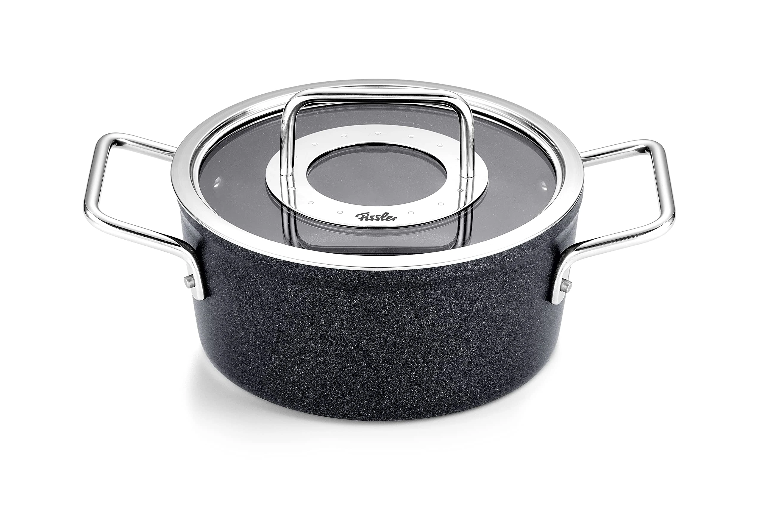 Fissler Adamant/Aluminium Cooking Pot (Diameter 18 cm, 2L) Pots Coated with Glass Lid, Non-Stick - Induction