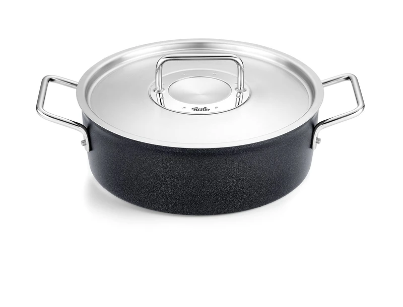 Fissler Adamant Aluminium Roasting Dish Diameter 24 cm 3.1 L Stewing Pan Coated with Metal Lid Non-Stick Induction