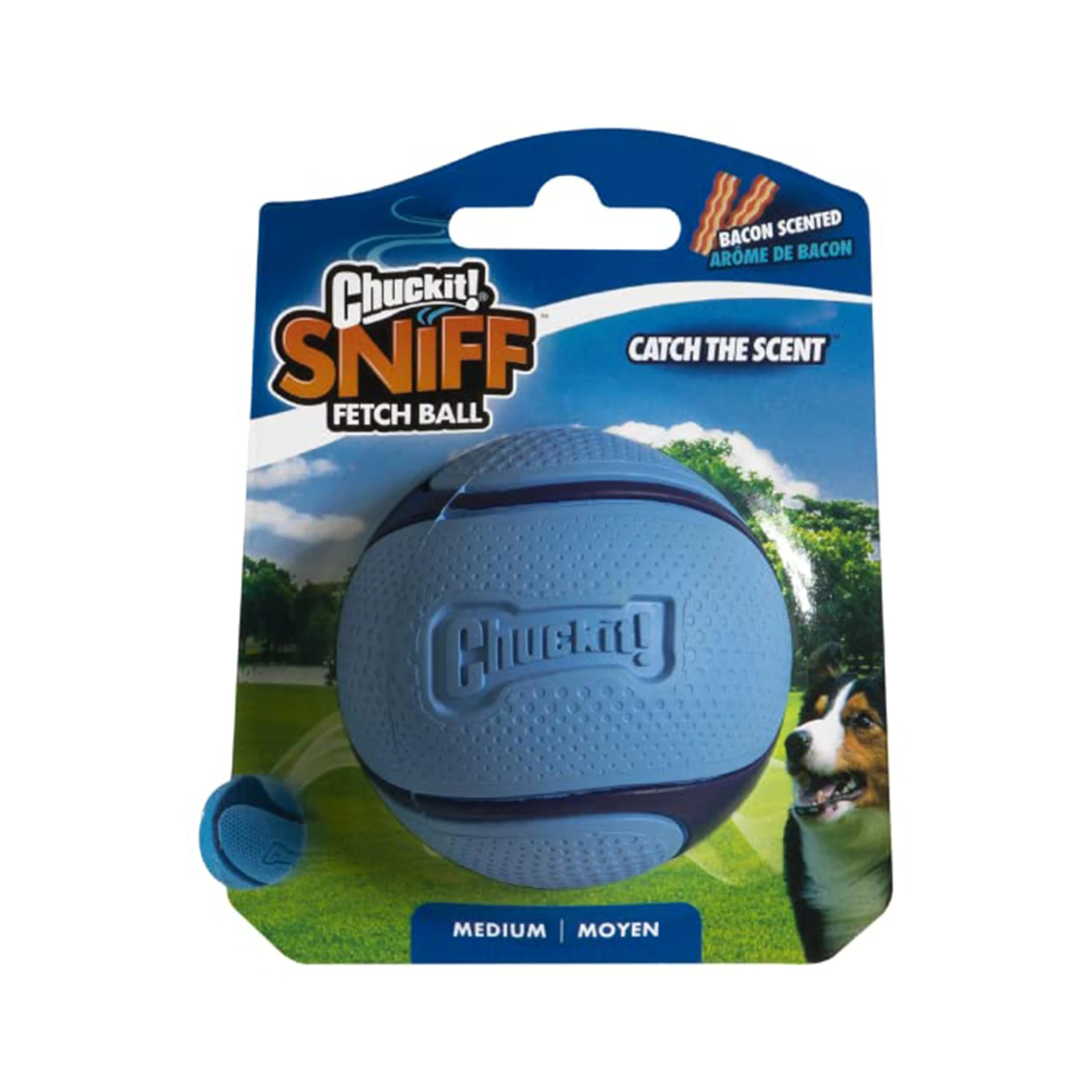 Chuckit! Scented Dog Ball Interactive Toys for Dogs Durable Rubber Launcher Thrower Compatible Ball for Dogs for Boredom. Bacon Scented, Medium, 1 Pack