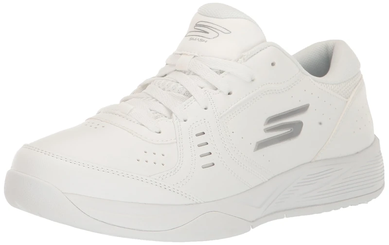 Skechers Women's Viper Court Smash Trainers, White/Silver Synthetic, 6 UK