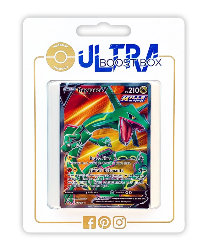 Rayquaza V 193/192 Rapid Strike Full Art - Ultraboost X Epée et Bouclier 7 Évolution Céleste - Box of 10 Pokemon French cards