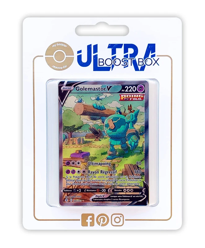 Golemastoc V (Golurk V) 182/192 Single Strike Alternative Full Art - Ultraboost X Epée et Bouclier 7 Évolution Céleste - Box of 10 Pokemon French cards