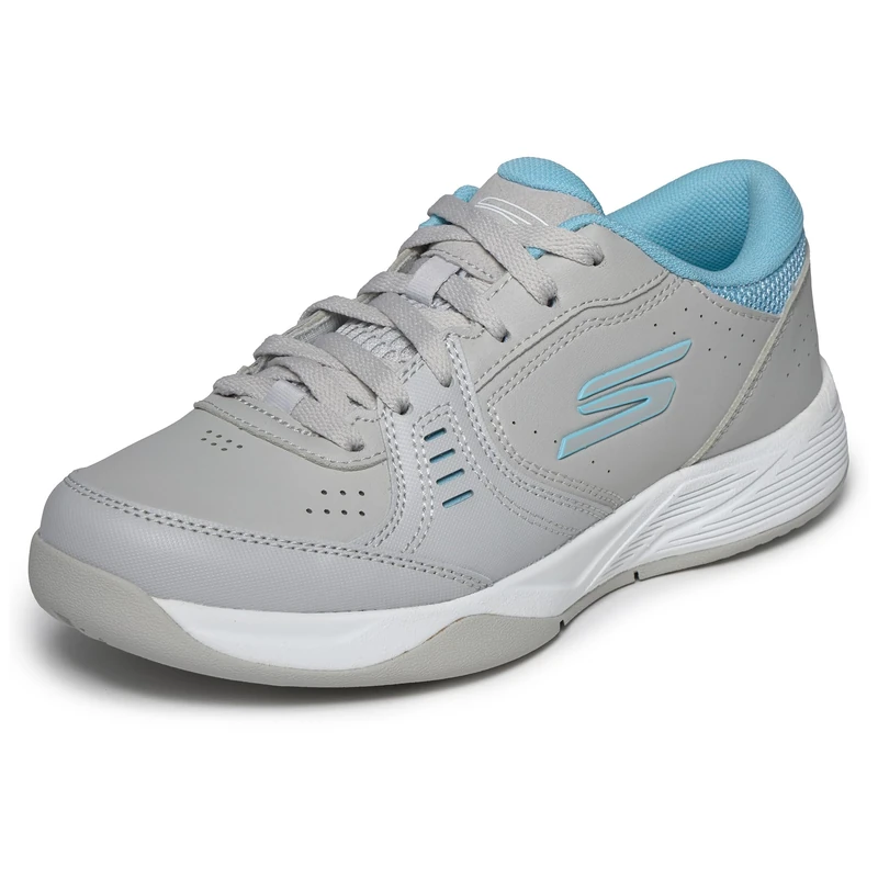 Skechers Women's Viper Court Smash-Athletic Indoor Outdoor Pickleball Shoes | Relaxed Fit Sneakers, Grey/Blue, 8
